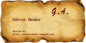 Görcs Andor névjegykártya